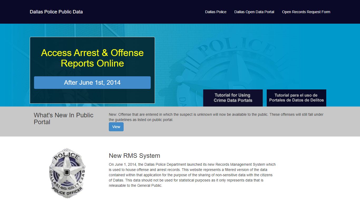 Dallas Police Public Data Viewer